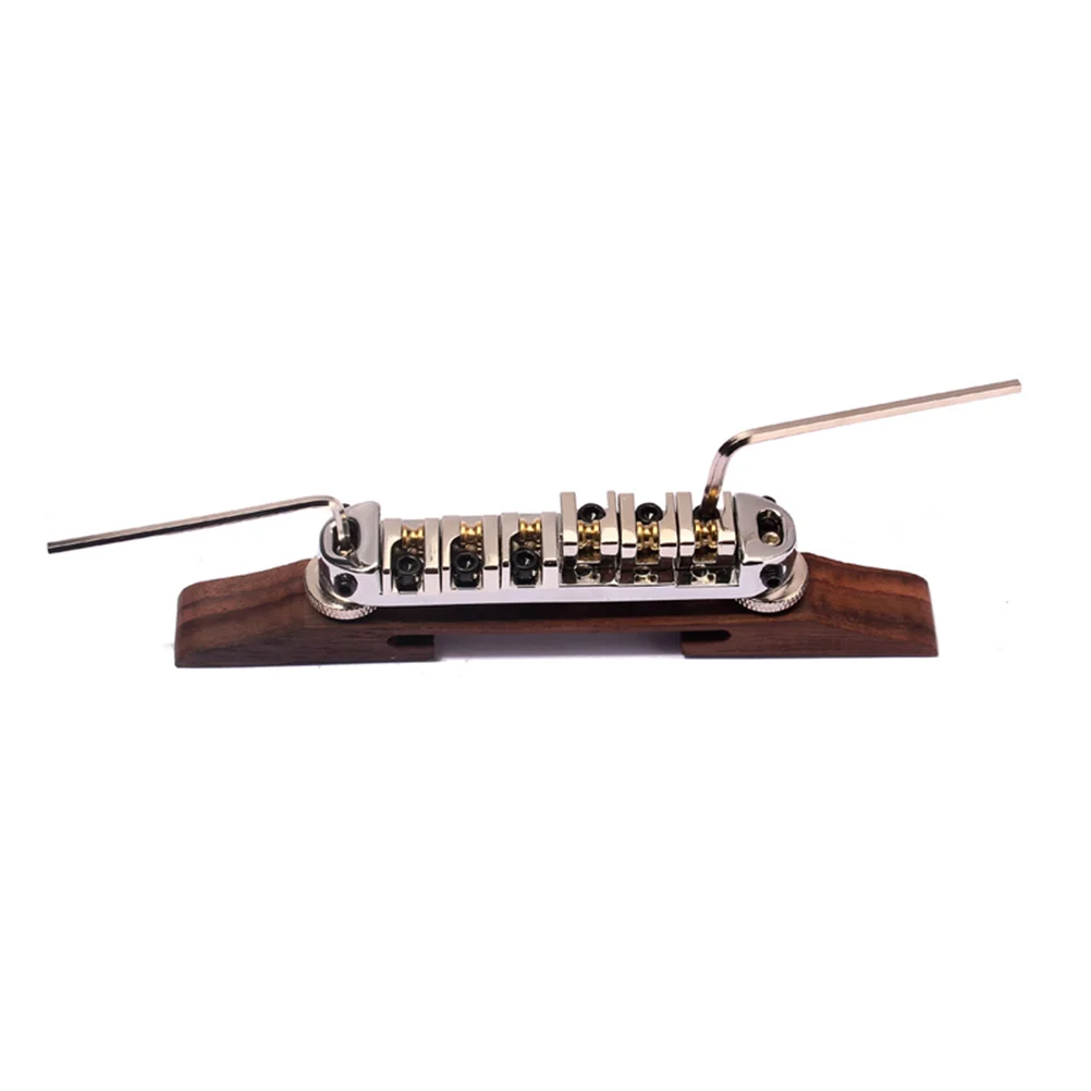 

Bass Guitar Bridge Tailpiece Electric Rosewood Adjustable Roller Saddles Archtop Nut