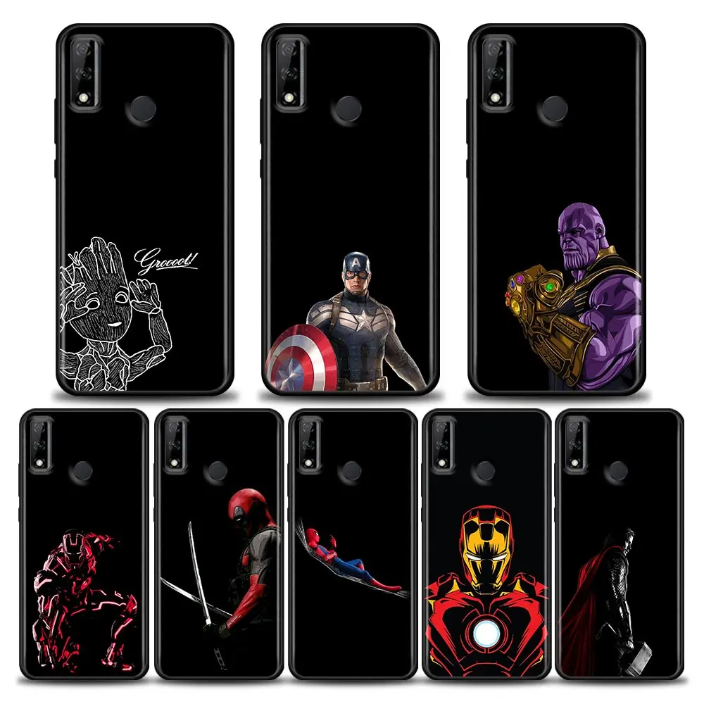 

Case For Huawei Y7 Y9 2019 Y6p Y8s Y9a Y7a Funda Mate 10 20 Lite 40 Pro Case Soft Cover Marvel Black Groot Captain America