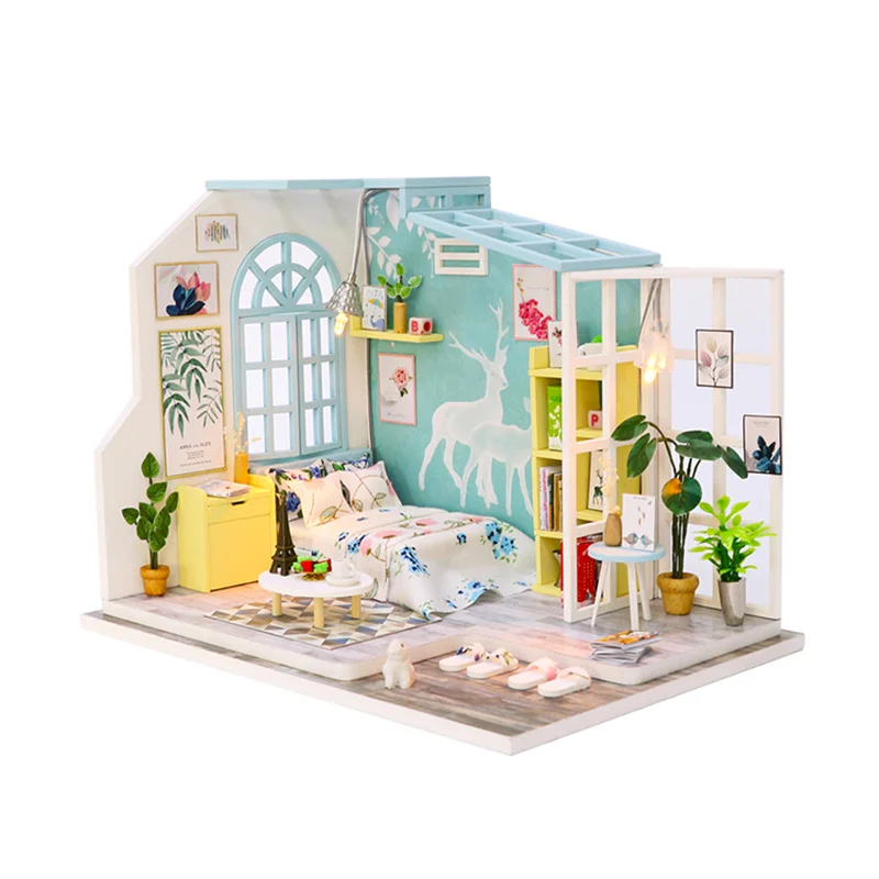 

Modern Fantasy Fairy Tale Wooden DIY Doll House Family Nap House With Furnished Dollhouse Model Toy For Christmas Gift Surprise