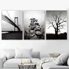 Черно-белый камень моста на дереве mnimalism, художественная живопись на холсте, печатный плакат, Настенная картина для гостиной, Современный домашний декор YT52