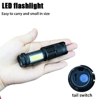 portable led tactical flashlight q5 cob mini black waterproof zoom led torch penlight use aa 14500 battery lighting lantern