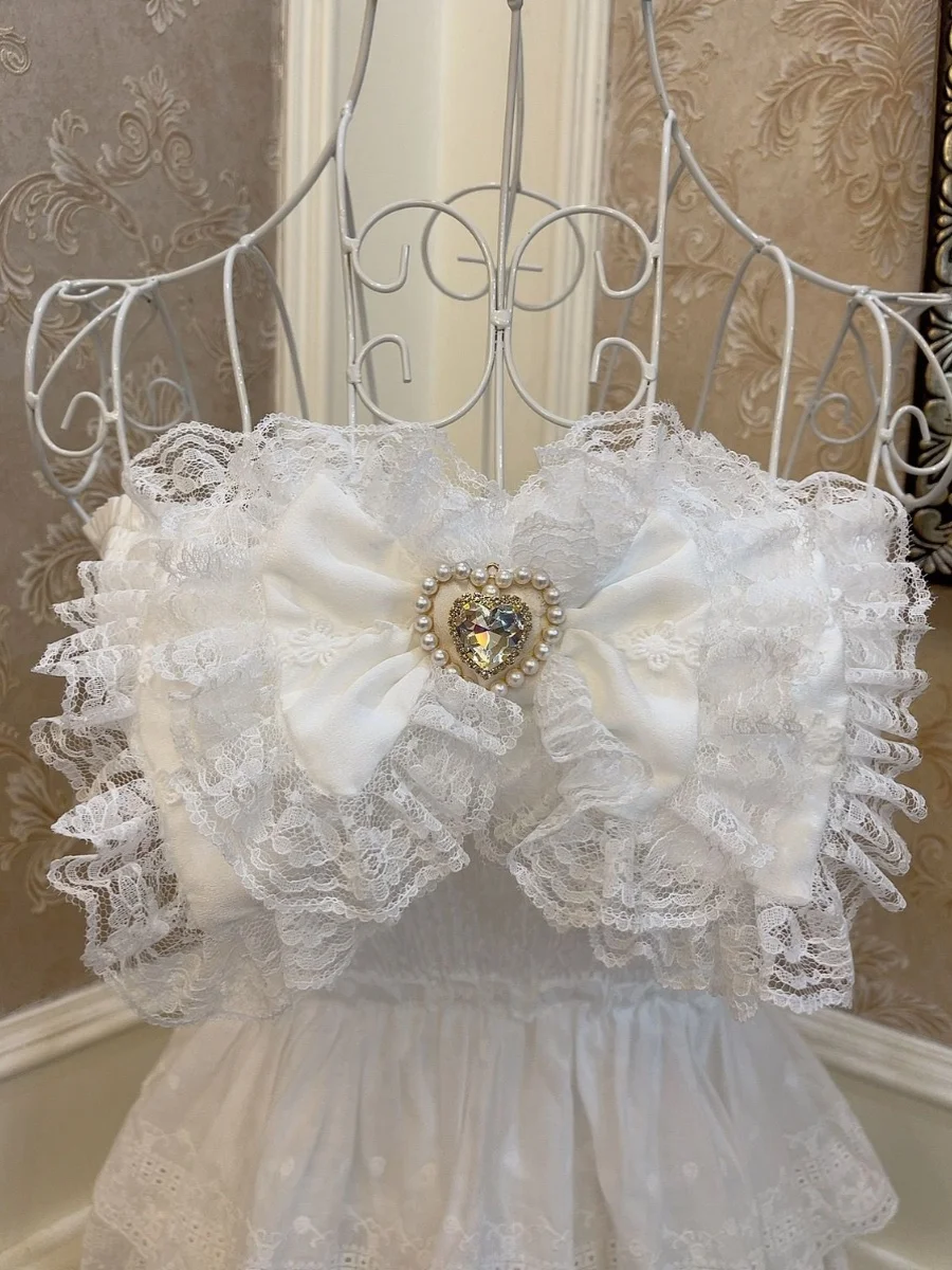 Лолита девочка бант любовь многослойный ажурный кружевной гофрированный