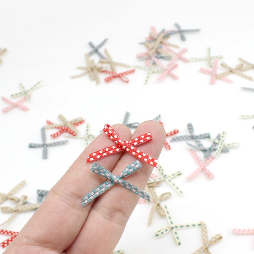 

100pcs / 200pcs 2cm*2.5cm Handmade Satin Bows Apparel Decoration DIY Craft Small Ribbon Bow Garment Accessories