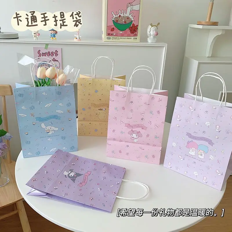 

Kawaii Kuromi Cinnamoroll My Melody Kt Kraft Paper Bag Sanrioed Anime High Capacity Gift Bag Child Birthday Present Packing Bag