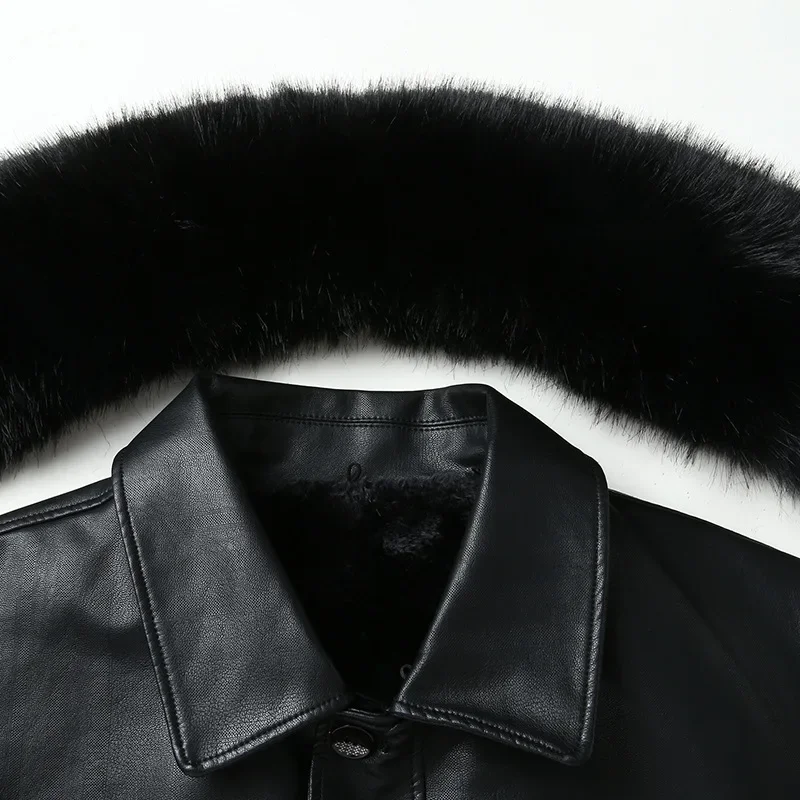 Новое поступление модная Большая мужская плюшевая кожаная куртка Suepr с лацканами