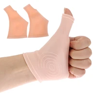 2pcspair silicone gel wrist support braces fingerless compression gloves thumb stabilizer for pain relief arthritis tendonitis
