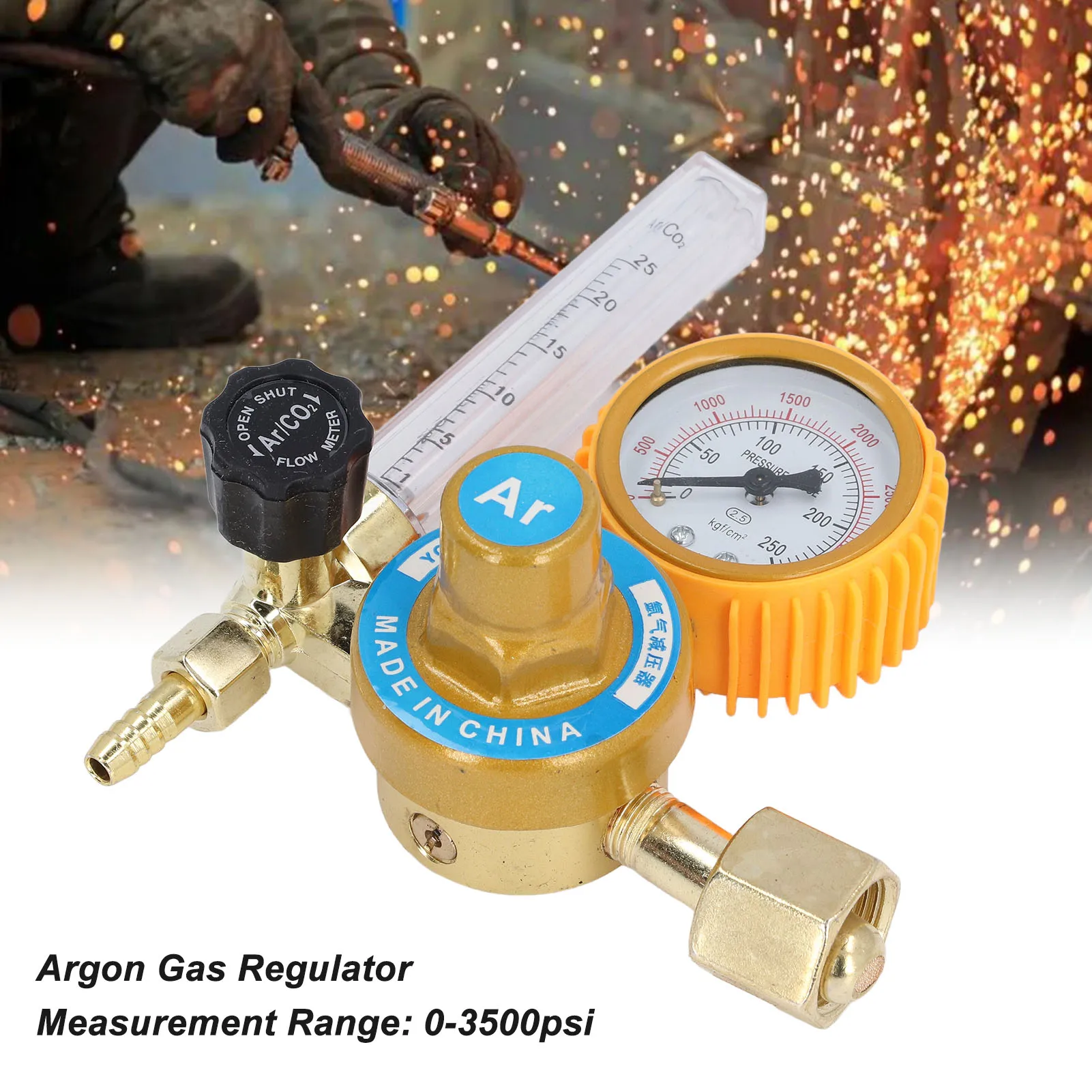 Газовый регулятор аргона от 0 до 3500psi расходомер из алюминиевого сплава TIG