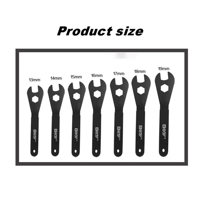 

Carbon Steel Bicycle Spanner Wrench Spindle Axle Bicycle Bike Repair Tool Fit for 13mm 14mm 15mm 16mm 17mm 18mm 19mm Cone
