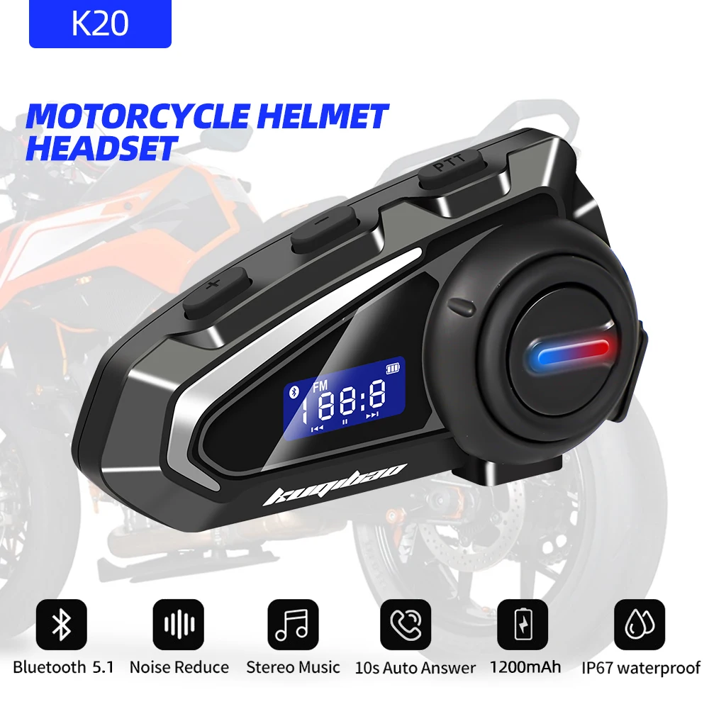 

Helmet Bluetooth Headset Fit Motorcycle Intercom Waterproof Headphone Moto Communicator Speaker Interphone Headset For 2 Rider