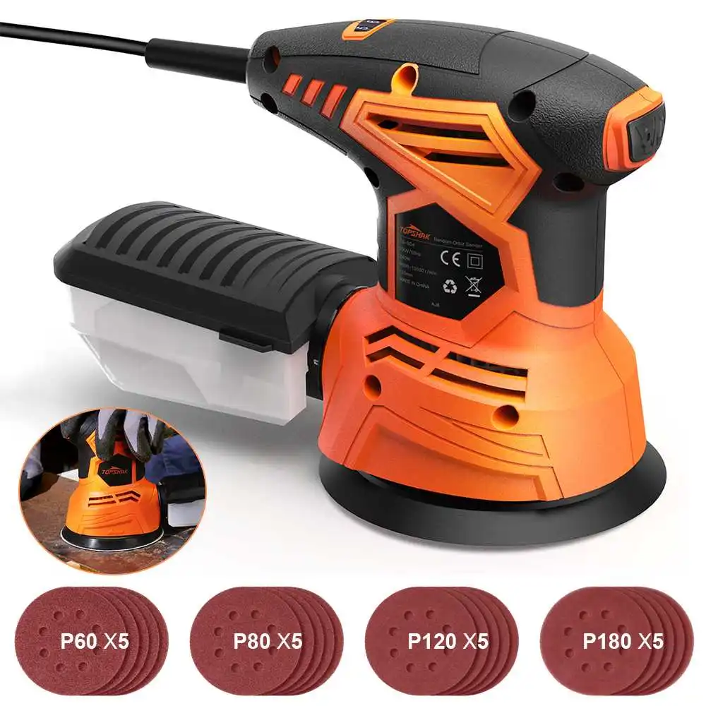 

12000 r/min 240W 125mm Random Orbital Electric Sander Machine Variable Speed Sanding Tools with Dust Box + 20pcs Sandpapers