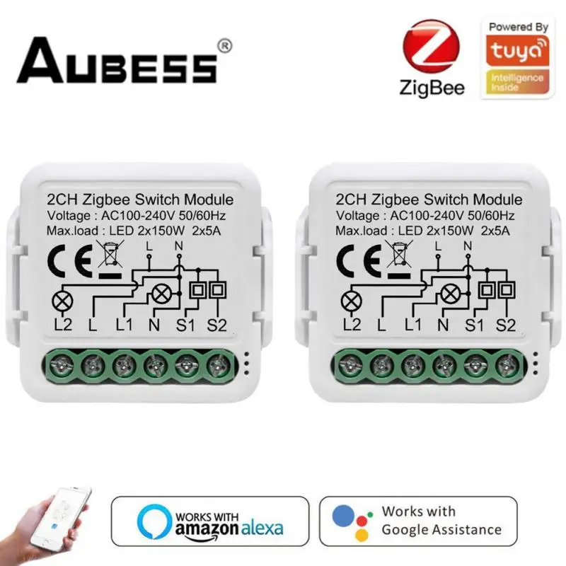 

No Neutral Wire Required Zigbee 3.0 Remote Control Switch Diy Smart Home Supports 2 Way Control Light Switch Module App Control
