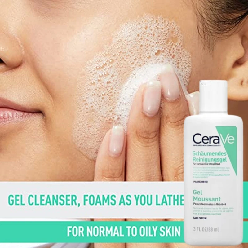 

100% Cerave Amino Acid Facial Cleanser 88ml For Normal Oily Skin Gel Moussant C Cream Moisturizing Face Cream Body Milk Lotion