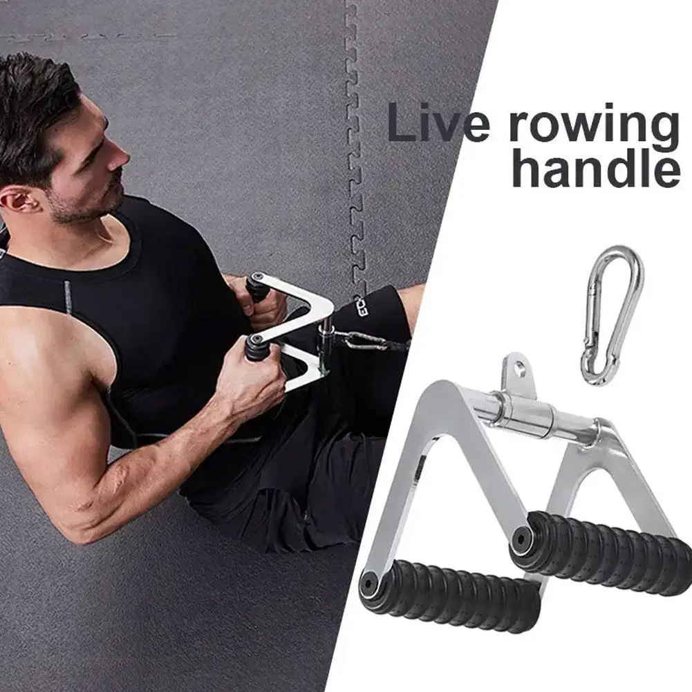 

Fitness Rowing Machine Handle Pulley Cable Machine Attachment LAT Pulldown Weightlifting Workout Bar Bicep Tricep Blaster Grips