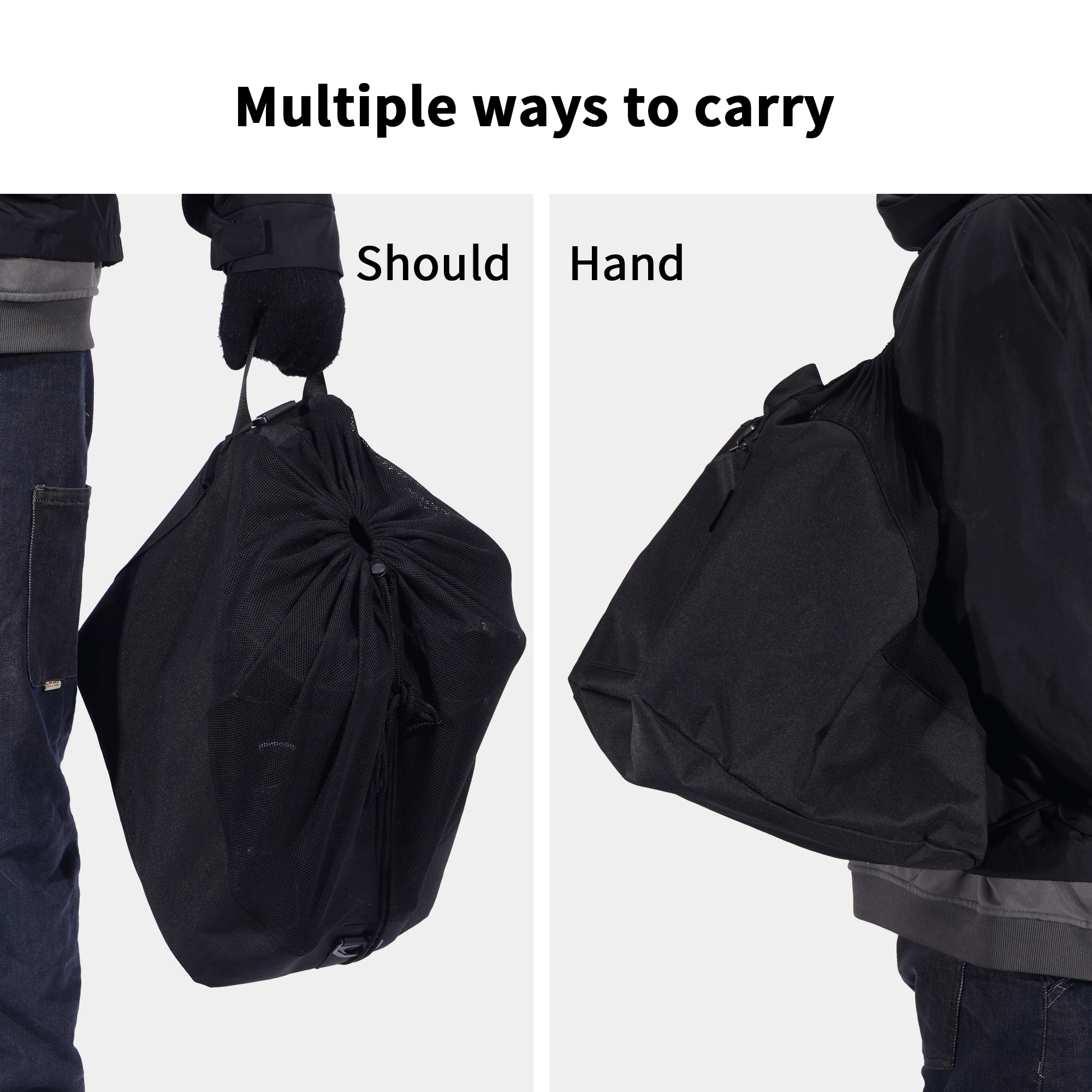 Черная сумка для хранения роликовых коньков спортивной лыжной обуви на открытом