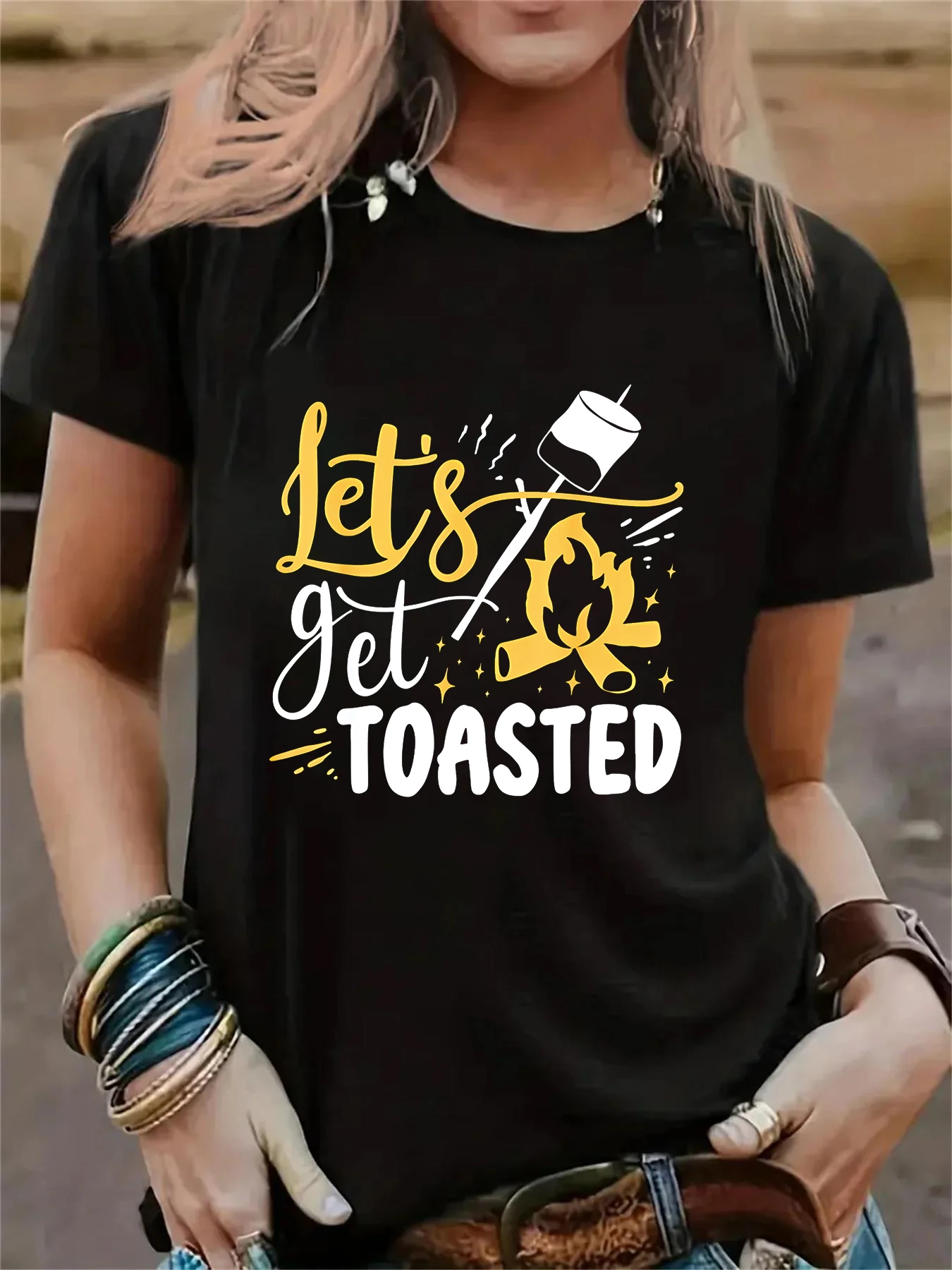 Футболка женская с принтом Let's Get Toasted модный топ для отпуска футболка