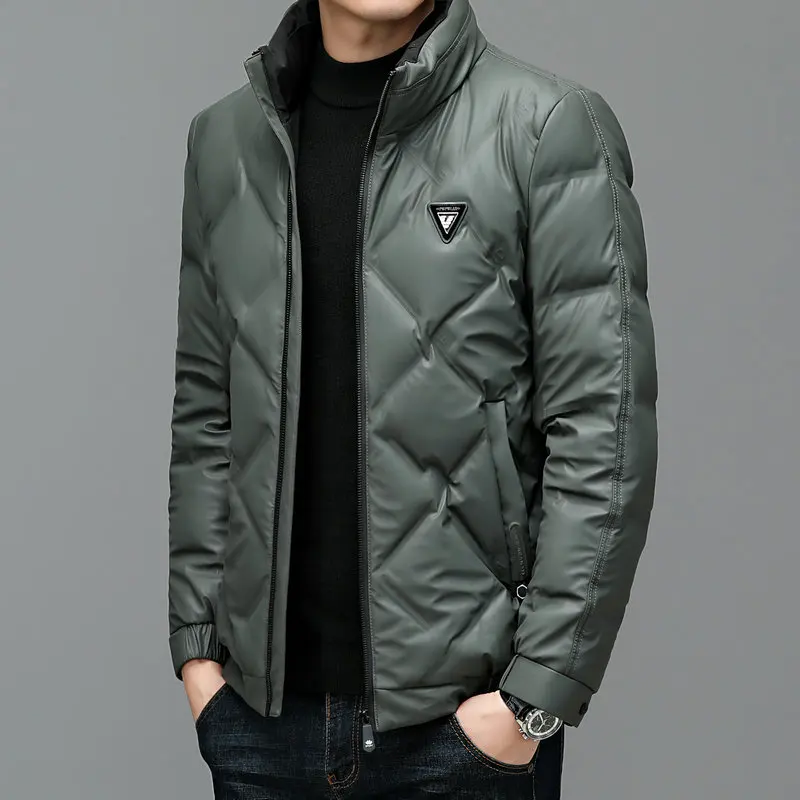 Winter Men Imitation Fur Puffer Parkas Green Blue Black Lightweight Thermal Quilted Jackets Male Casual Warm Padded Outerwear