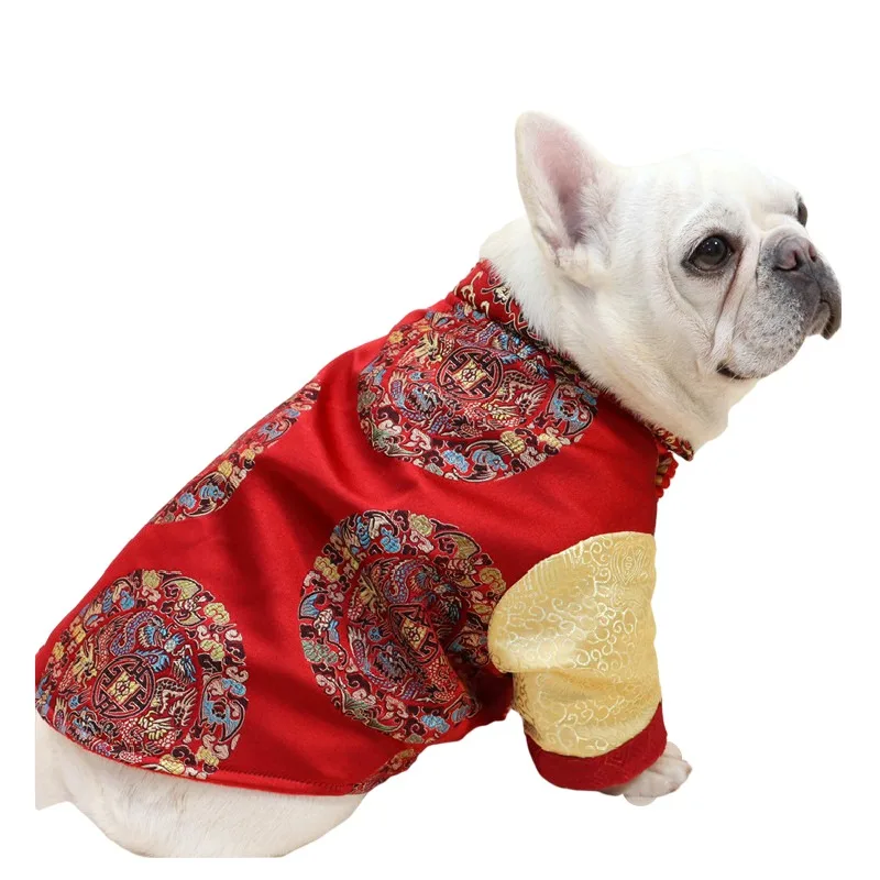 

Chinese New Year Dog Clothes Winter French Bulldog Clothing Schnauzer Pug Dog Coat Tang Suit Jacket Corgi Shiba Inu Costume