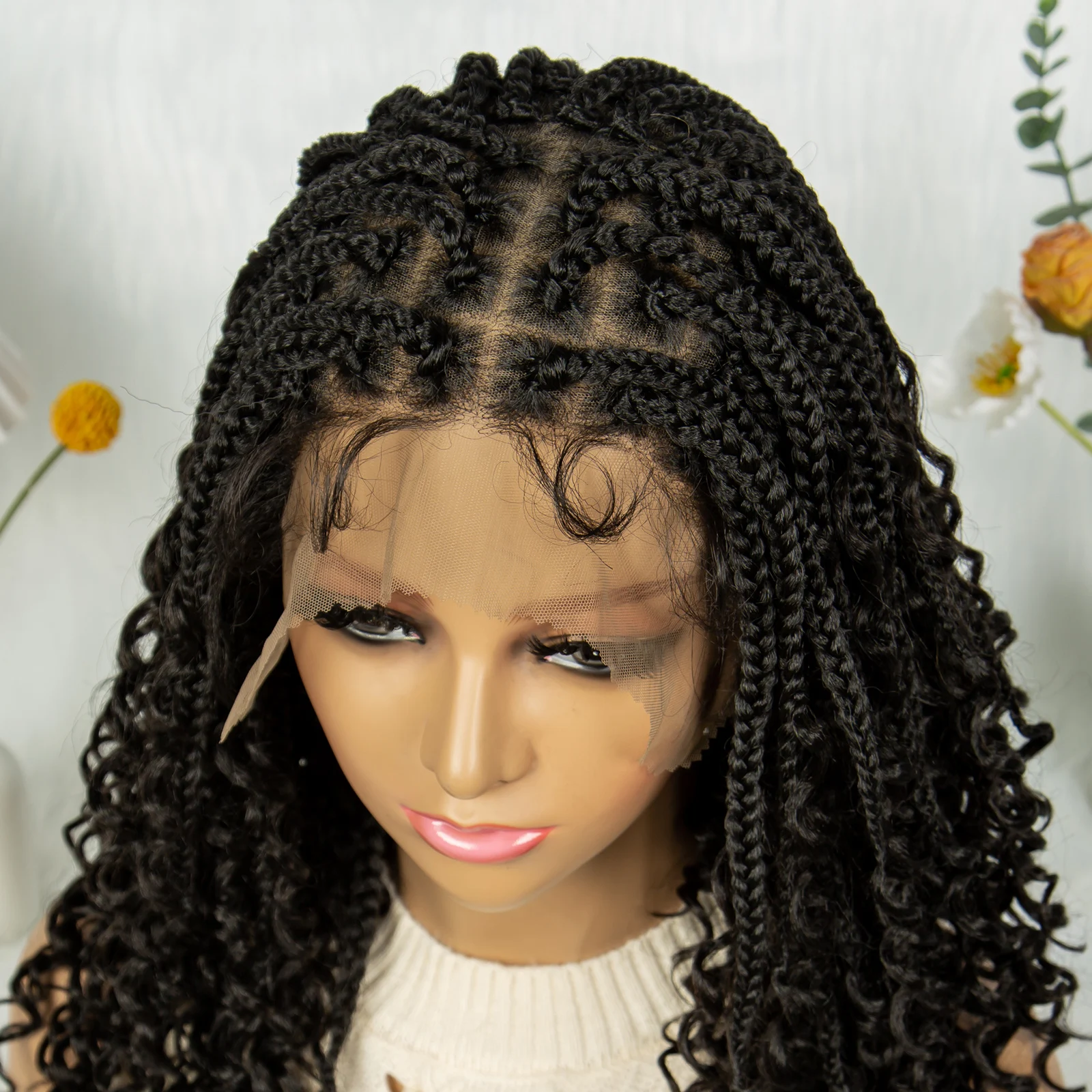 Богемные плетеные парики Boho Box Braid Wigs Без узлов Goddess Locs Синтетические с вьющимися