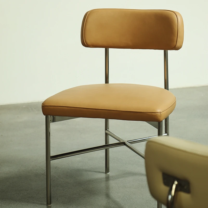 Обеденный стул Yarra/простой домашний офис из кожи и нержавеющей стали в стиле