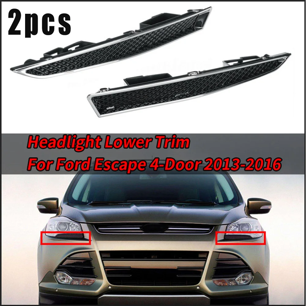 1 Pair For Ford Kuga Maverick Escape Headlight Mini Grille Bracket Decor Strip Headlight Bottom Decorative Strip Support
