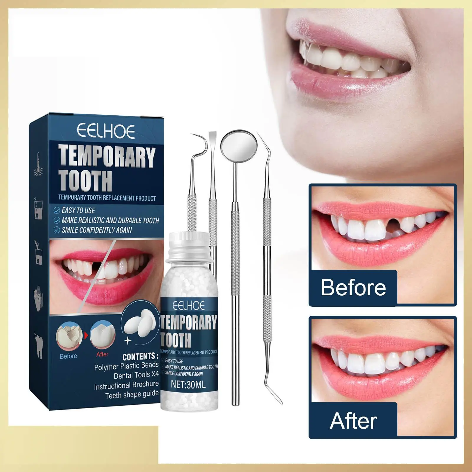 

Temporary Tooth Repair for Missing Broken for Home