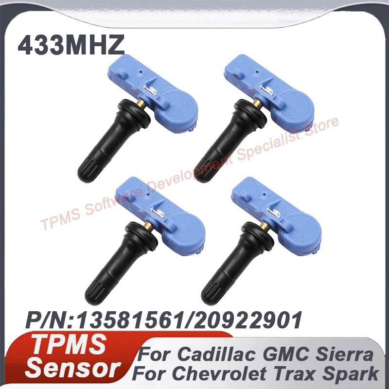 

4 шт., 433 МГц, датчик давления в шинах TPMS для Chevrolet Aveo Cruze Spark GMC Sierra Yukon Cadillac CTS Escalade 13581561 20922901