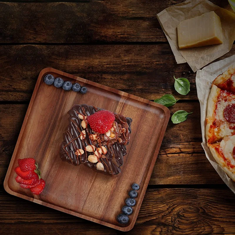 Горячая Распродажа 2 деревянные квадратные обеденные тарелки 7 8 дюйма квадратная