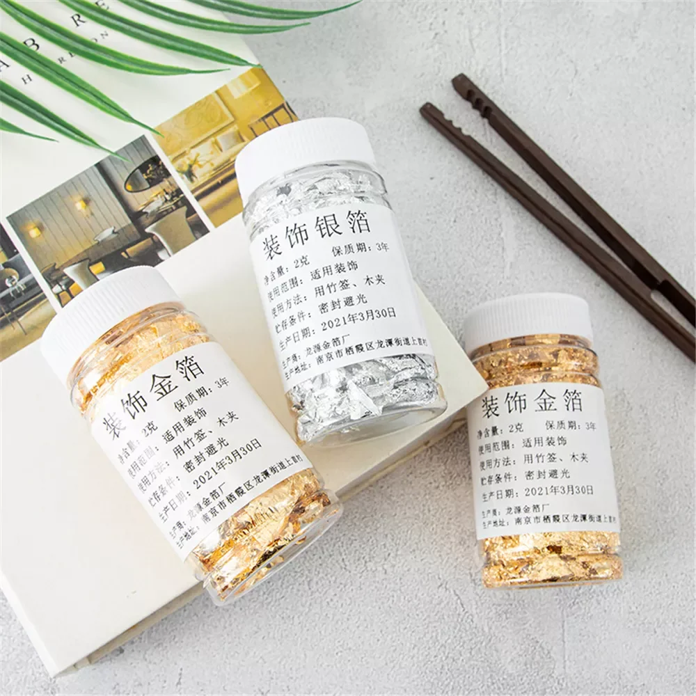 

Gold Leaf Stickers Scrapbooking Material Nail Stickers Christmas Cake Decor Not Edible Bottled Fragment Decoration For Birthday