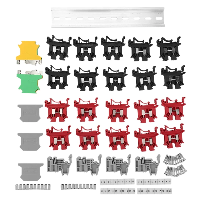 

Клеммные колодки на DIN-рейку, клеммные колодки, заземляющие блоки, алюминиевая рейка, концевые кронштейны, наконечники, наборы перемычек