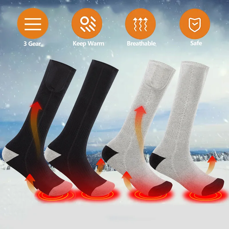 

1 Pair Battery Electric Heated Socks Winter Warm Outdoor Sports Rechargeable 2023 Thermal Socks Foot Men Women For Cycling