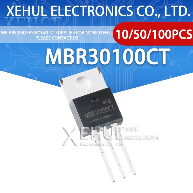 10/50/100 шт. MBR30100CT MBR30100 TO-220AB 100V/30A in-line выпрямительный диод Шоттки