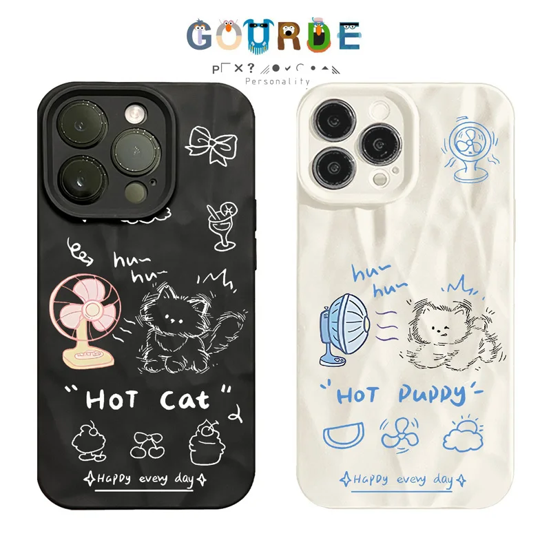Чехол для телефона с вентилятором Gourde Funny Cute Case Cat Dog Iphone 16 15 14 13 12 11 Pro Max IP 7 8 Plus Iphon X XS