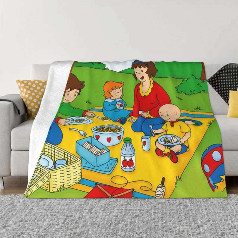 

Caillou Anime Blanket Flannel Printed Cartoon Multifuion Warm Throw Blanket for Home Travel Plush Thin Quilt