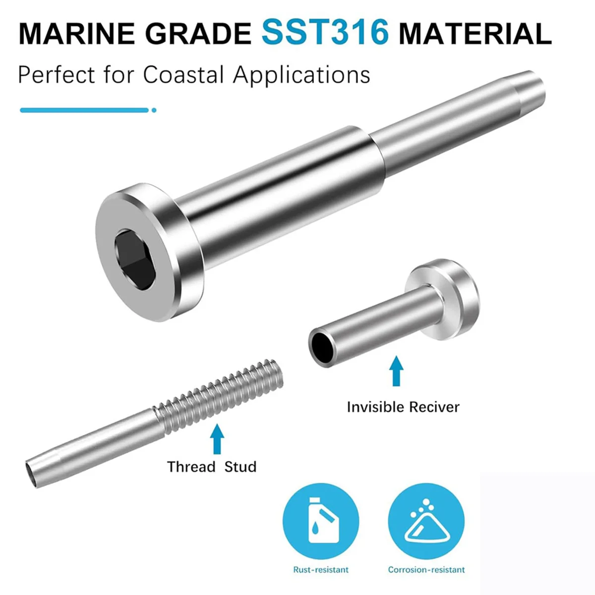 Комплект невидимых кабельных перил SST316Swage натяжитель и терминал скрытые для