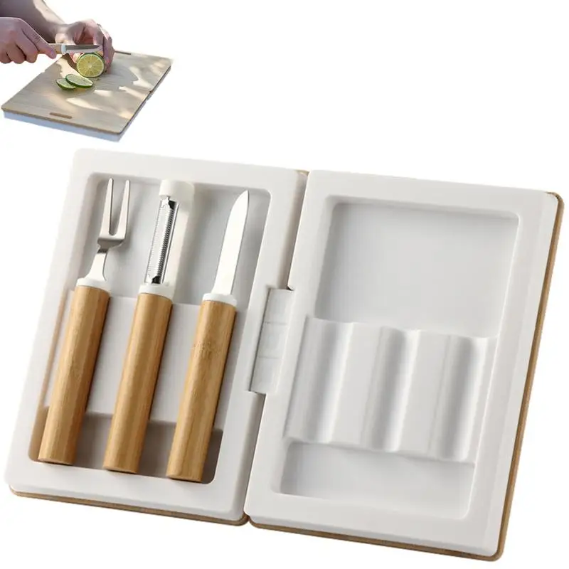 

Travel Cutting Board Chopping Board Utensils Camping Kit Space Saving Thick Durable Travel Cutting Board Set For BBQ Camping