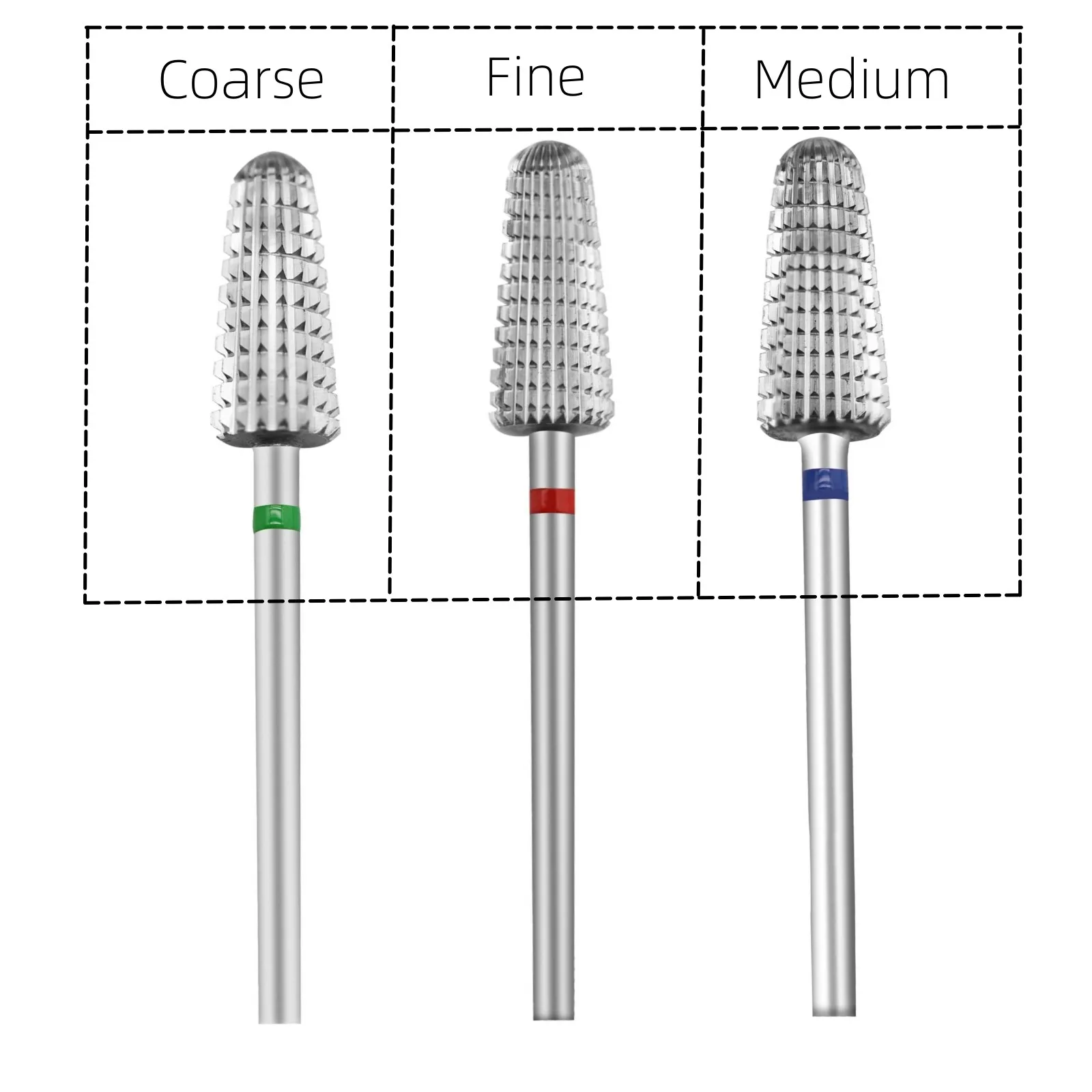 

5-In-1 Nail Drill Bits Vertical Cone Shape Tungsten Carbide Milling Cutter for Acrylic Gel Nails Remove for E-File Nail Tools