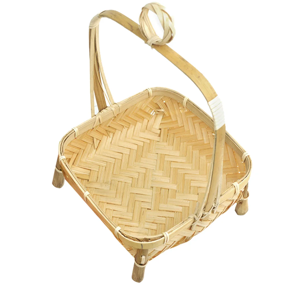 

Basket Holder Fruit Flower Woven Vegetable Hand Basketspicnic Container Weaving