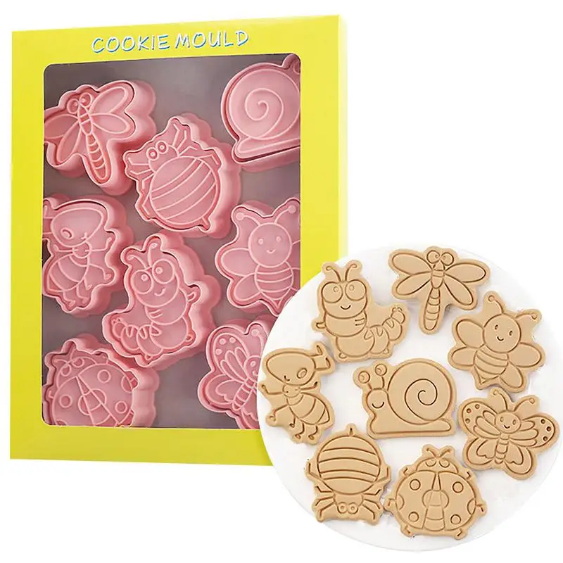 

8 Pcs Cartoon Animal Cookie Molds Biscuit Cutters With Stamps Set 3D Animal Embossing Cutters For Biscuit Fondant Cheese Baking