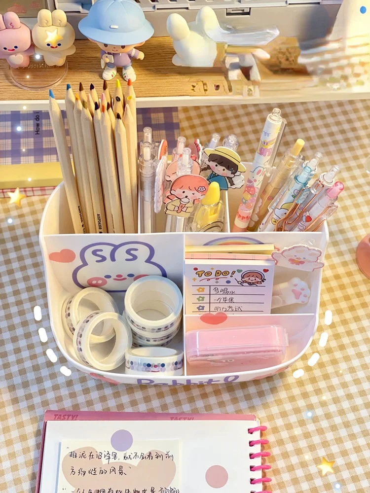 Японская кавайная настольная коробка для хранения большой емкости органайзер