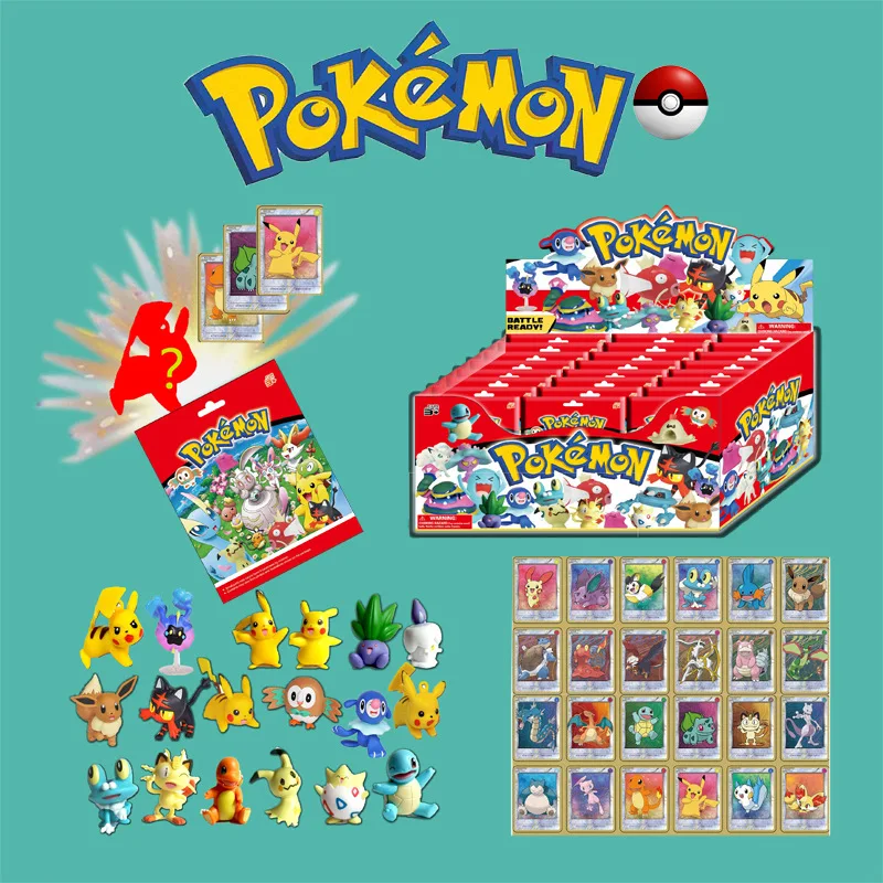 

24pcs/set Pokemon Blind Box Pikachu Charizard Psyduck Anime Action Figure Model Doll Playing Cards Toys For Children Gift