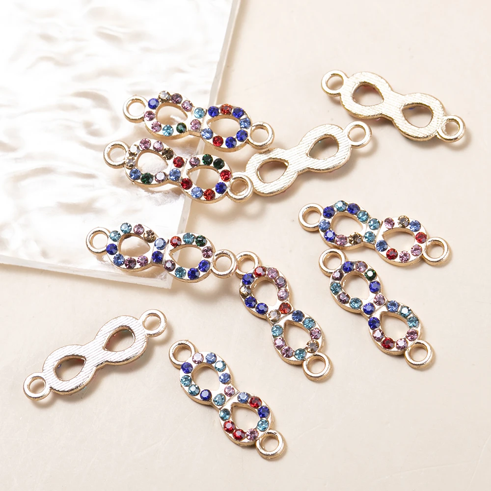 SANSANGO 10 шт./лот Красочные кулончики с ринестонами в виде восьми букв для создания украшений.