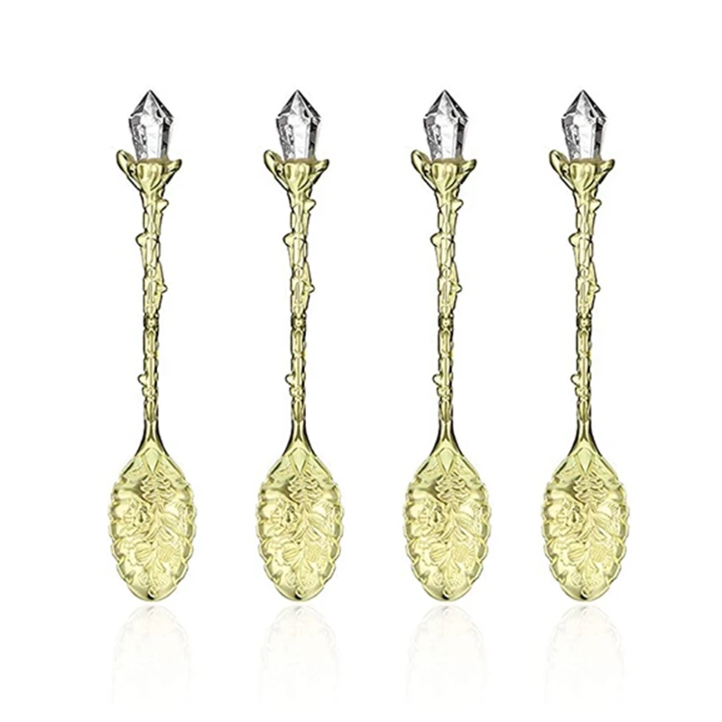 Ретро хрустальные ложки винтажные резные кофейные десертные чайные декор