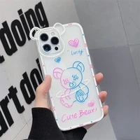 fashion pink blue graffiti cartoon bear phone case cover for iphone 11 12 13 pro x xr xs max shockproof case for iphone 13 cases
