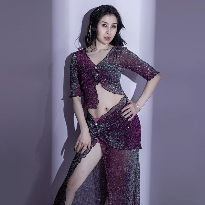 

Belly Dance Suit Magic Pearl Suit Belly Dance Long Suit 2022 Spring and Summer New Suit Dance Suit Oriental Dance Tops and Skirt