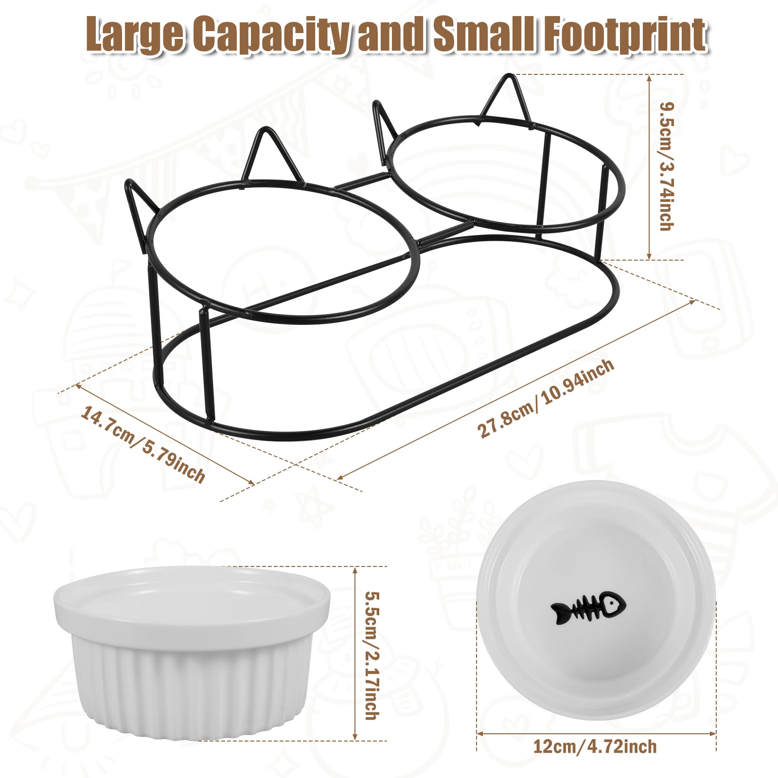 Керамическая миска для кошек 2 шт.