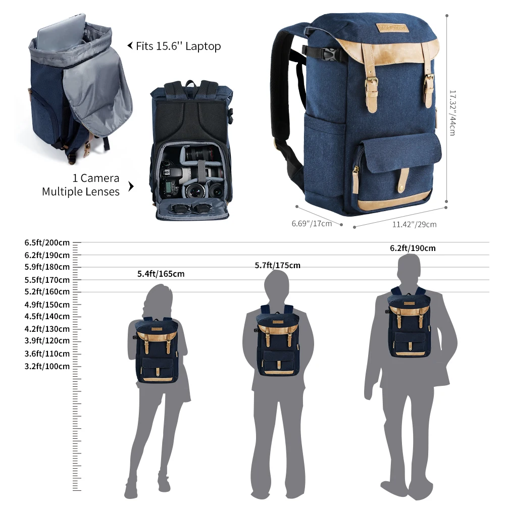 Модный фото/видео рюкзак с большой вместительностью для камеры Canon Nikon SLR DSLR от K&ampF Concept