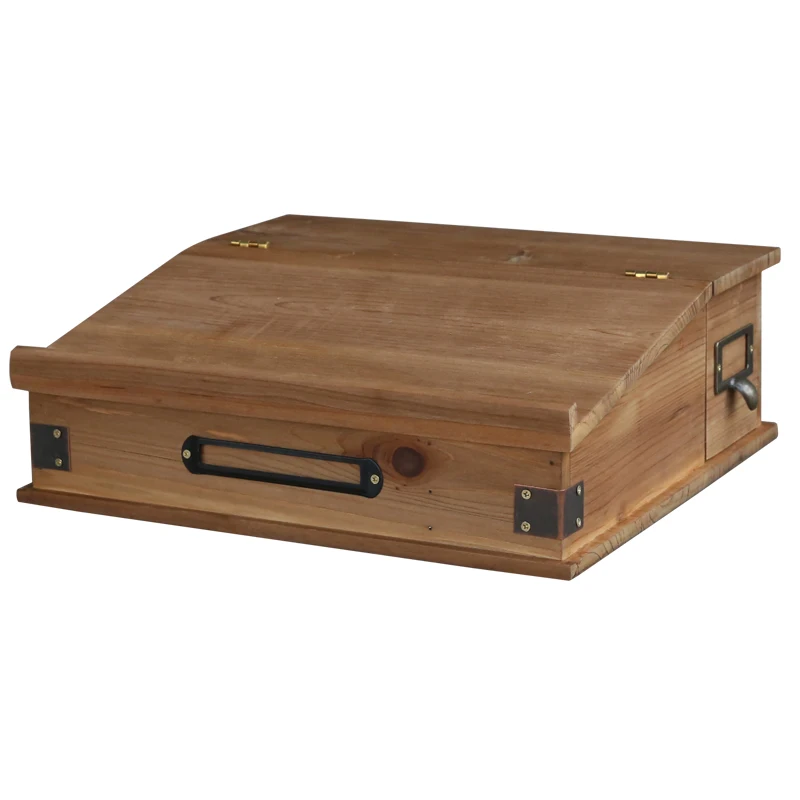

Primitive Wood Notebook Riser Handmade Solid Antique Storage Boxes for Desktop