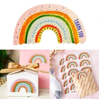 300pcs thank you rainbow stickers envelope seal paper labels for kids birthday party decor children reward scrapbooking stickers