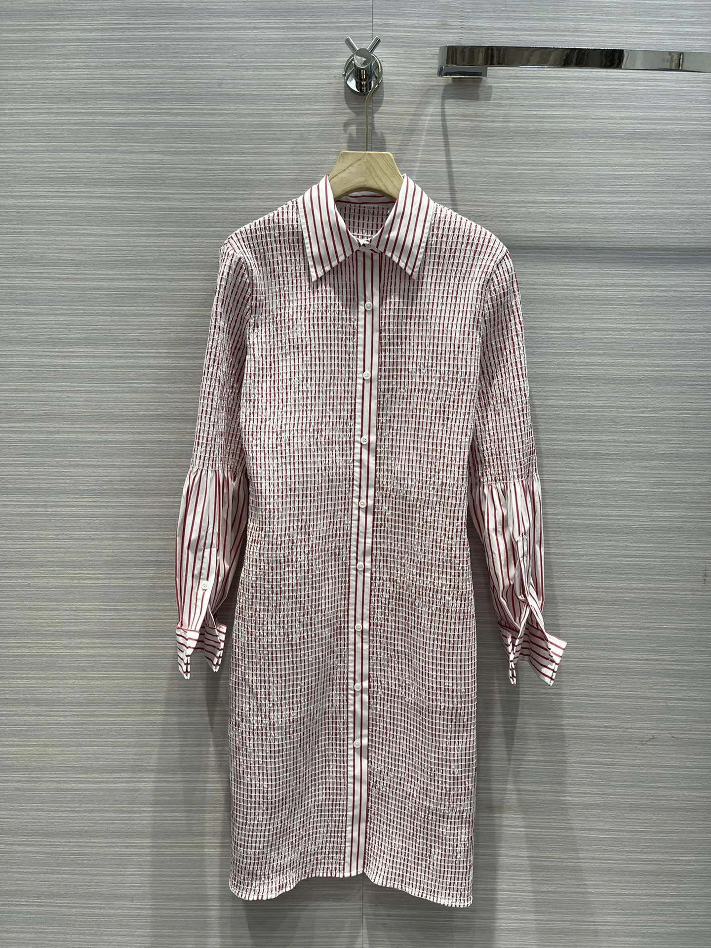 

2022 dress 0813 new women fashion long sleeve lapel striped