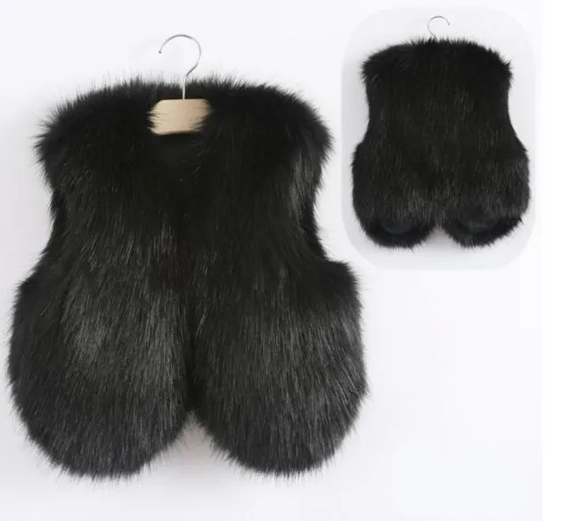 Children's  Faux Fox Fur Vest Coat for Boys and Girls Warm Thicken Clothing 1-12Y Baby Kids Soft Plush Tops Waistcoat Outwear